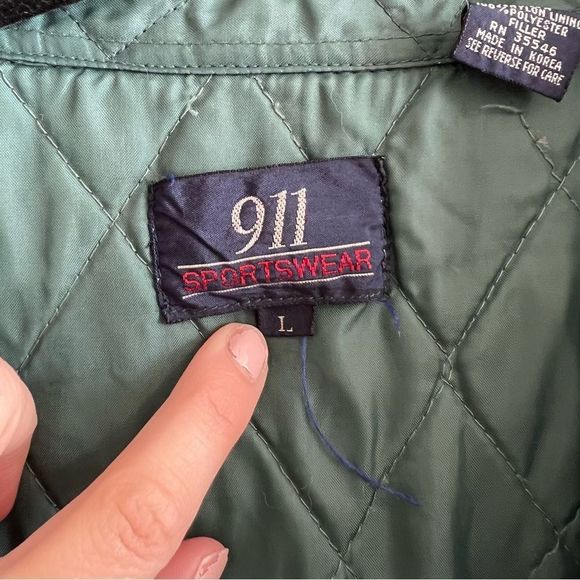 ✨ 911 Sportswear Men’s Navy Blue Green Shacket Jacket Large - Picture 3 of 7